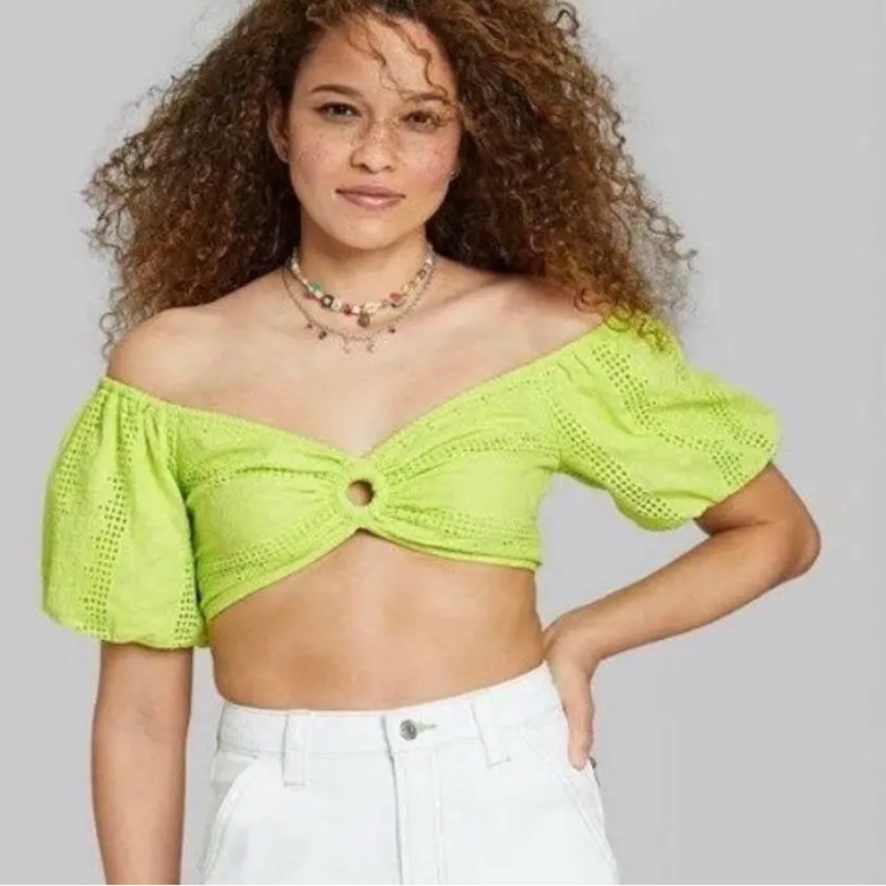 Lime Green Off-Shoulder Women's Top